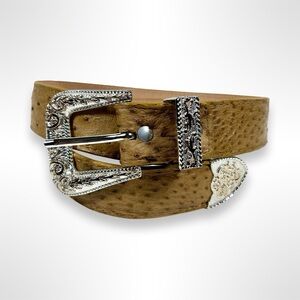 Ostrich skin western belt
